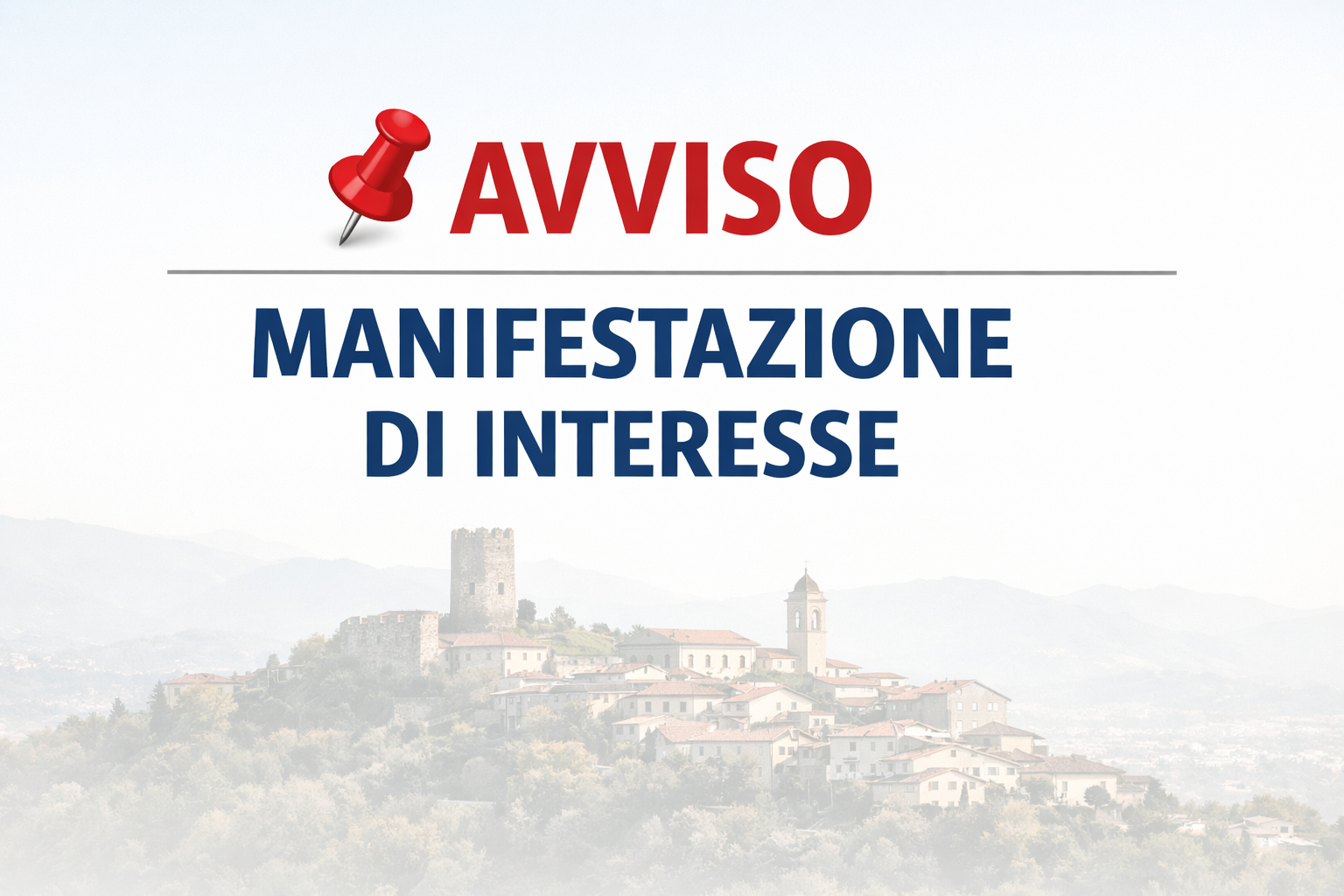 L'immagine su sfondo bianco e il comune di Castelnuovo riproduce la scritta in Colore Rosso con la dicitura in caratteri evidenti Avviso manifestazione di interesse