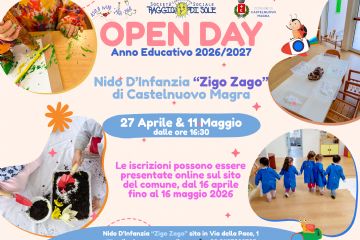 locandina colorata di giallo chiaro, con quattro cerchi con all'interno bambini impegnati in attività ludico ricreative