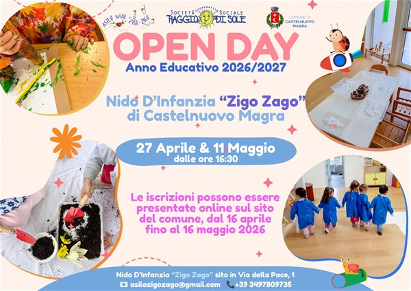 locandina colorata di giallo chiaro, con quattro cerchi con all'interno bambini impegnati in attività ludico ricreative